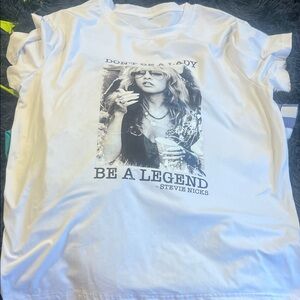 White Graphic Tee with Stevie Nicks Print